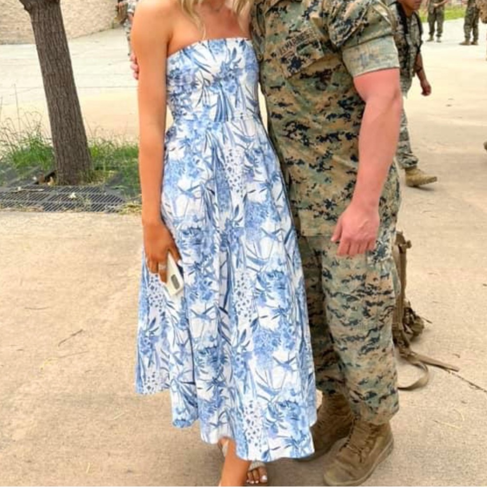 Boutique floral strapless dress